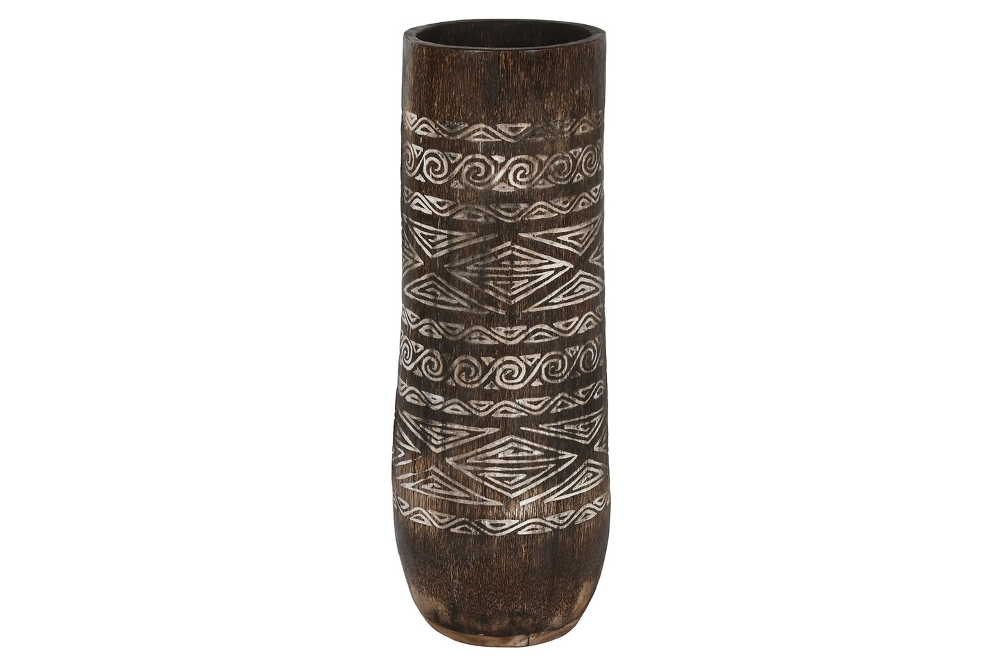 Macetero madera 20*20*90cm cocotero tallado marron