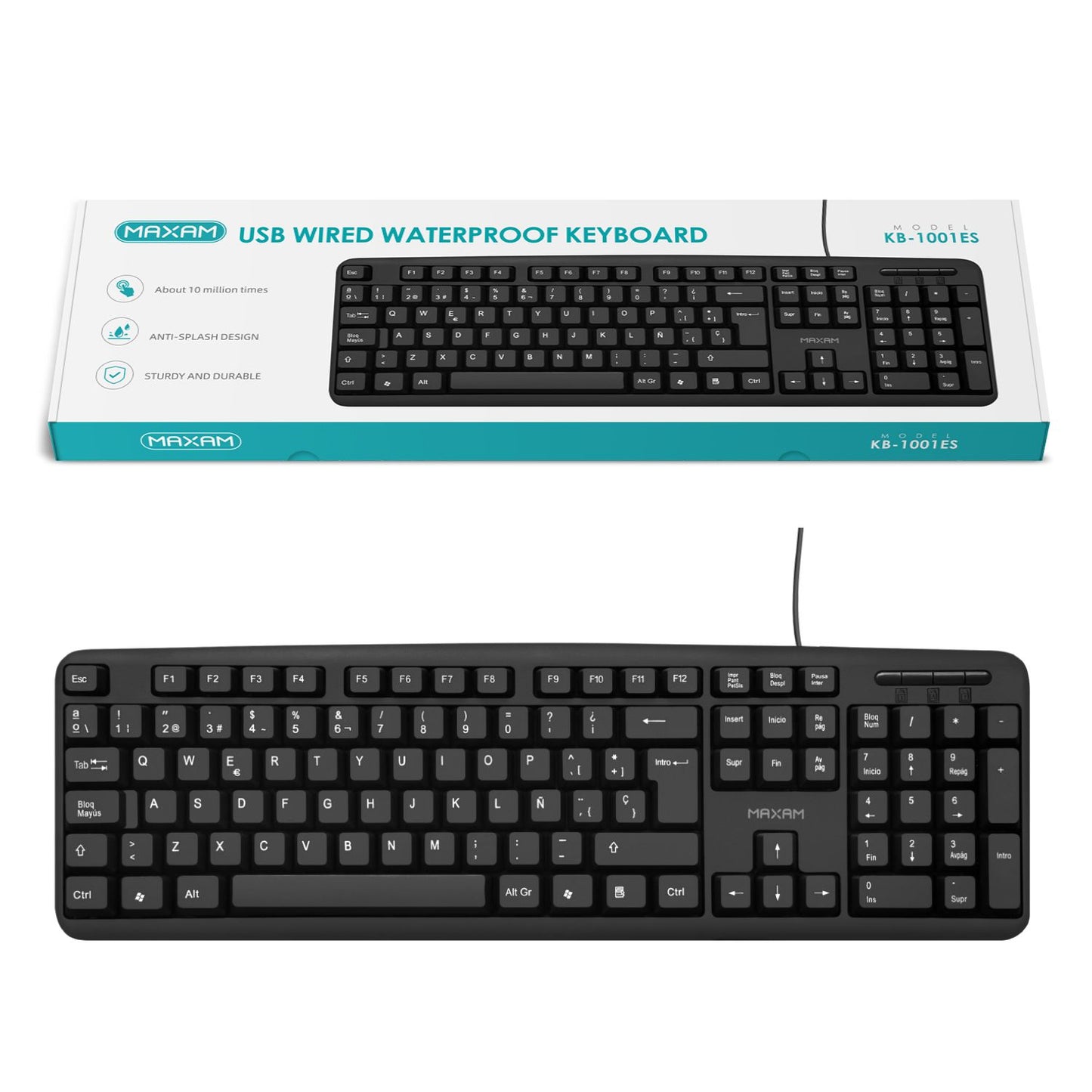 Teclado con cable USB negro