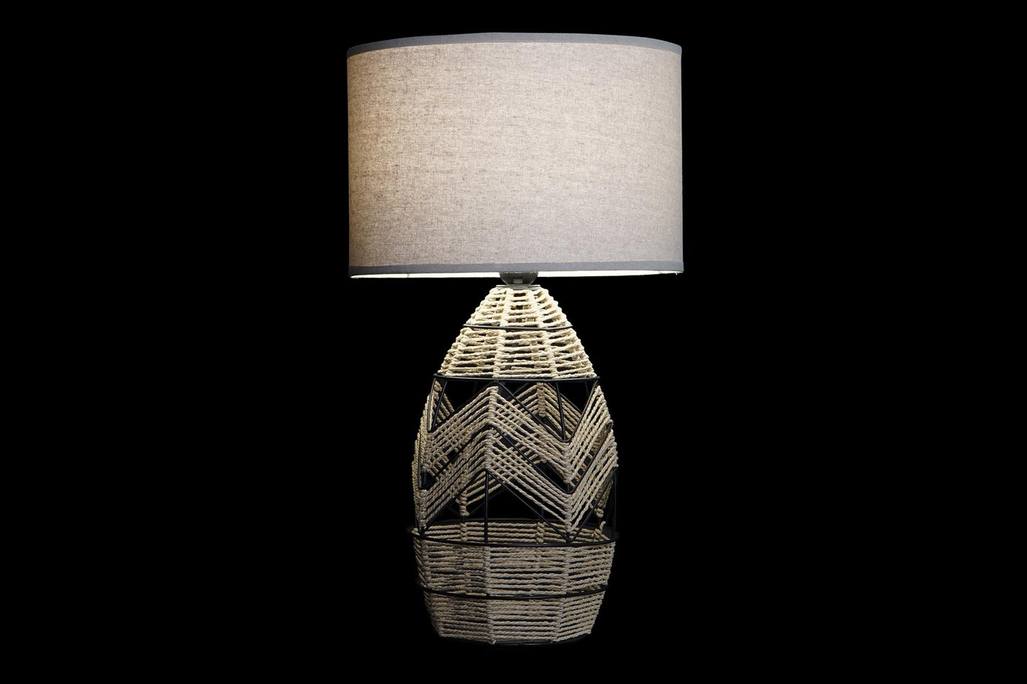 Lampara sobremesa metal fibra 30*30*53cm marron