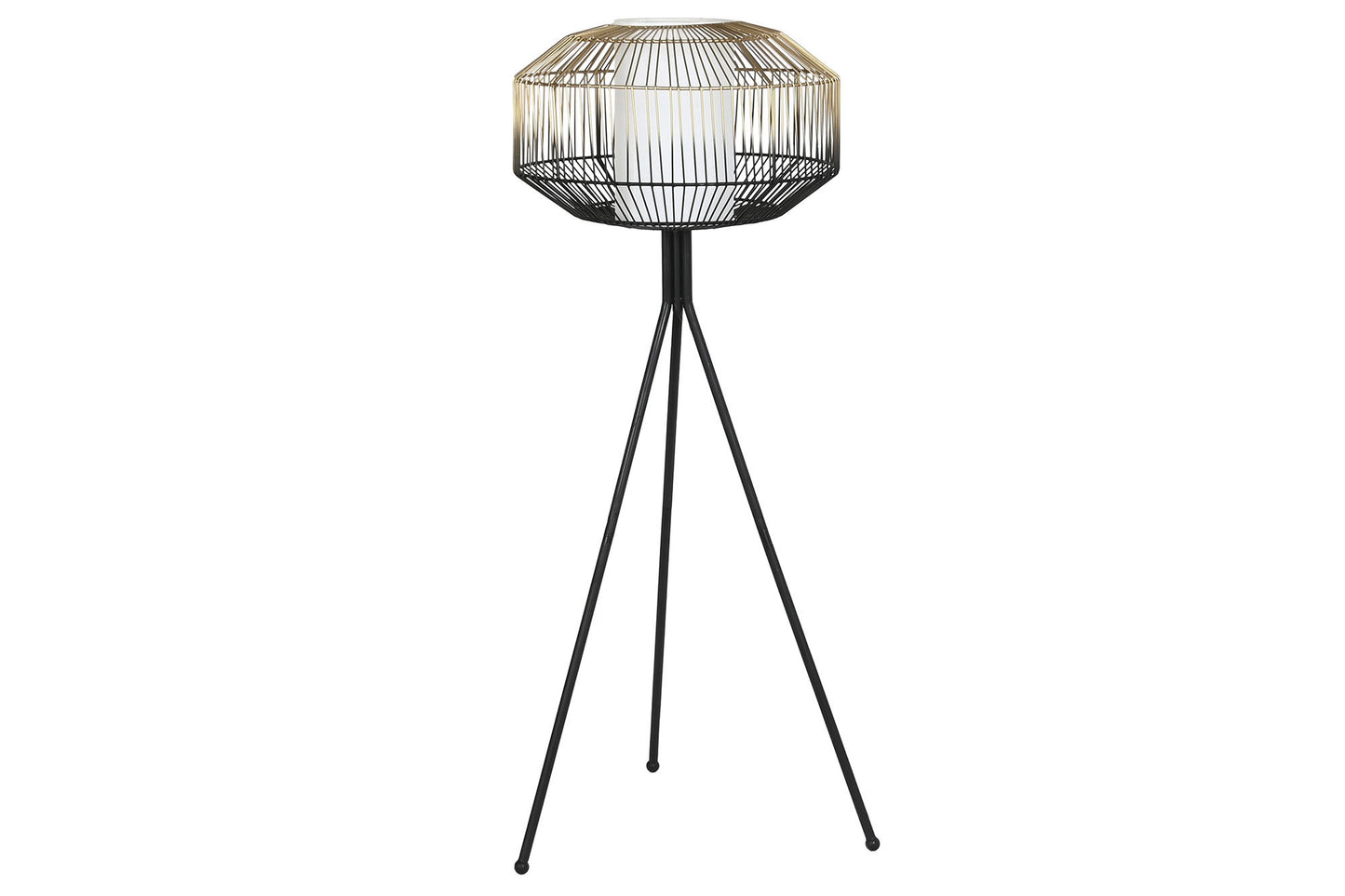 Lampara pie hierro algodon 39*39*103cm negro