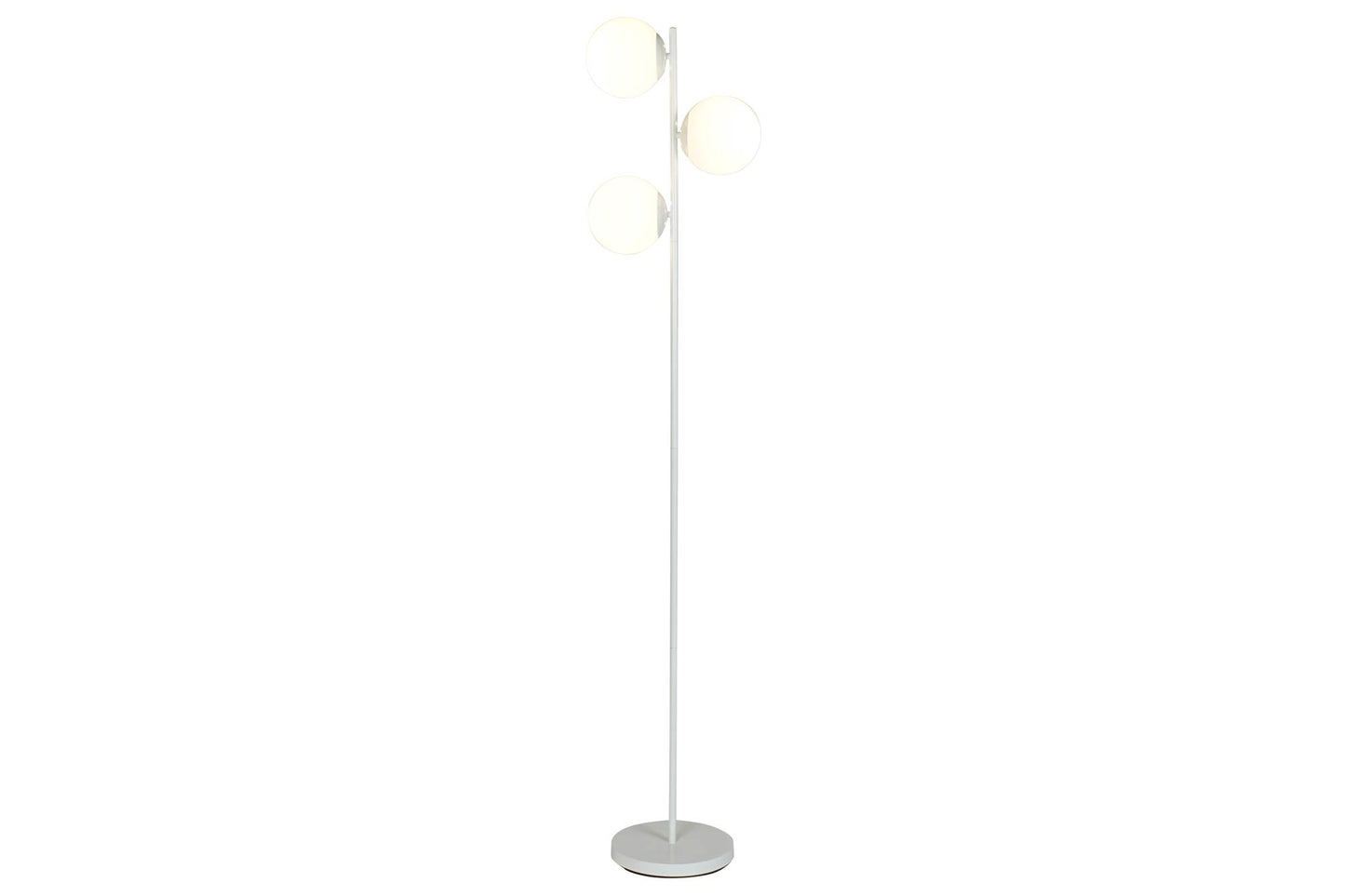 Lampara pie metal cristal 35*25*167cm 3 bolas blanco