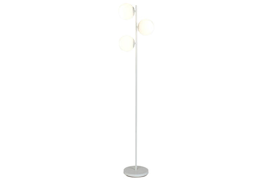Lampara pie metal cristal 35*25*167cm 3 bolas blanco