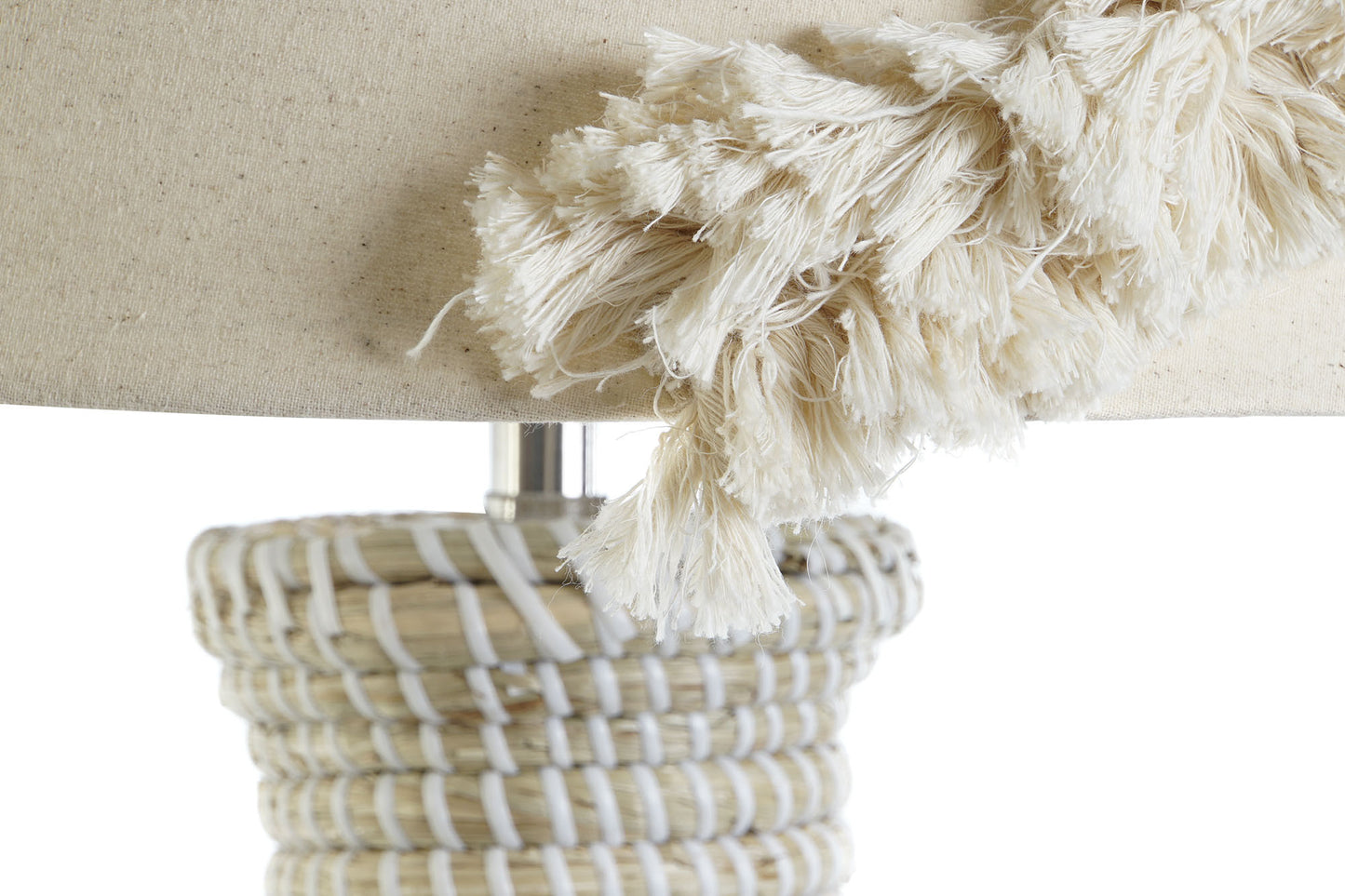 Lampara sobremesa seagrass lino 42*42*70cm bordado