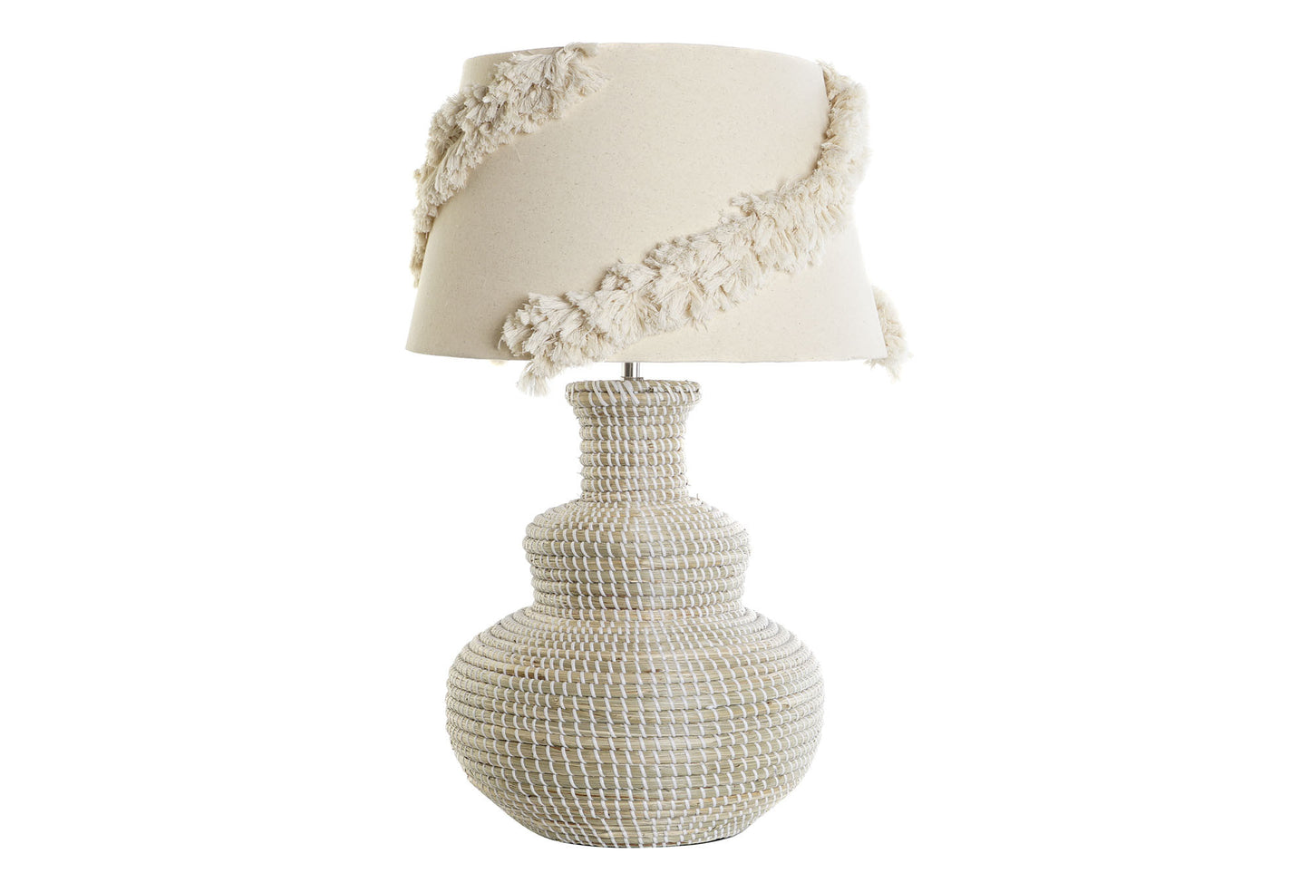 Lampara sobremesa seagrass lino 42*42*70cm bordado