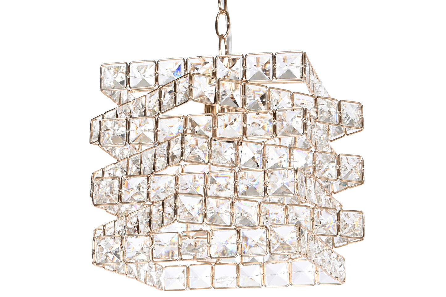 Lampara techo cristal metal 30*30*26cm transparente