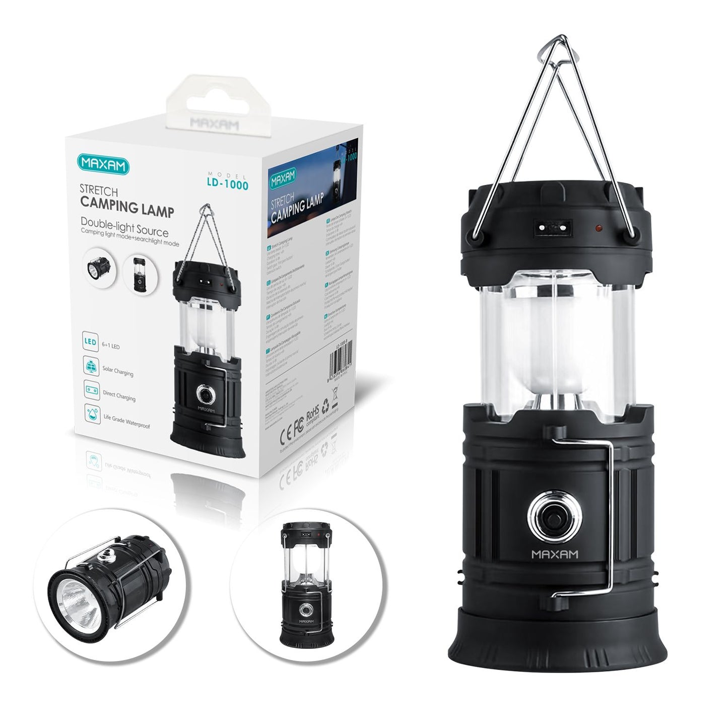 Farol/interna led camping plegable impermeable