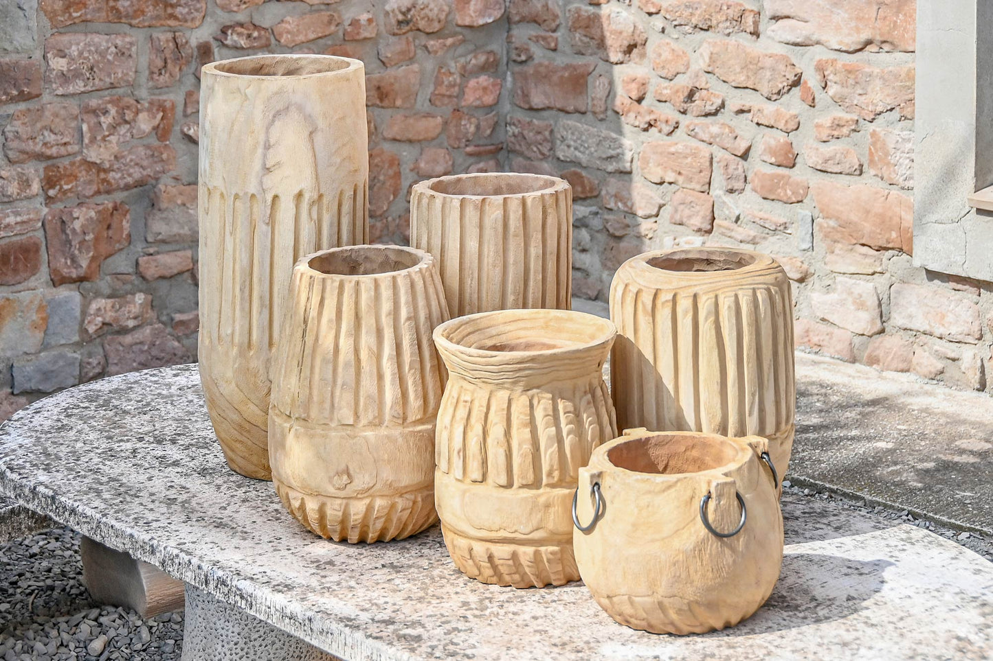Jarron madera paulownia 29*29*42cm tallado natural