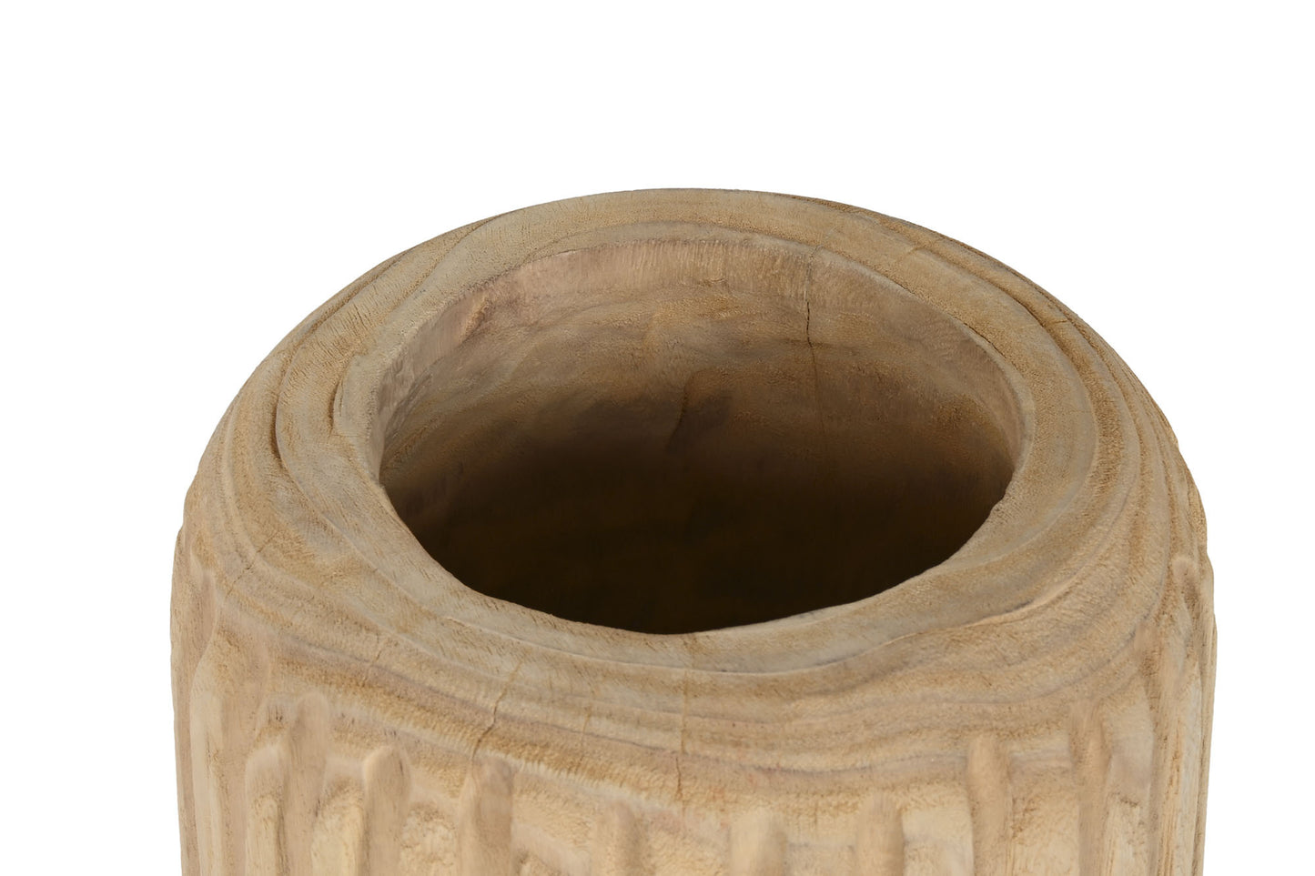 Jarron madera paulownia 29*29*42cm tallado natural
