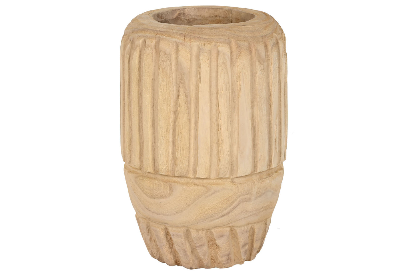 Jarron madera paulownia 29*29*42cm tallado natural