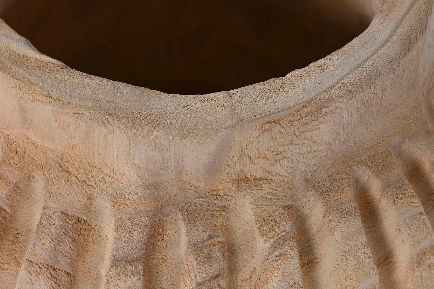 Jarron madera paulownia 30*30*32cm tallado natural