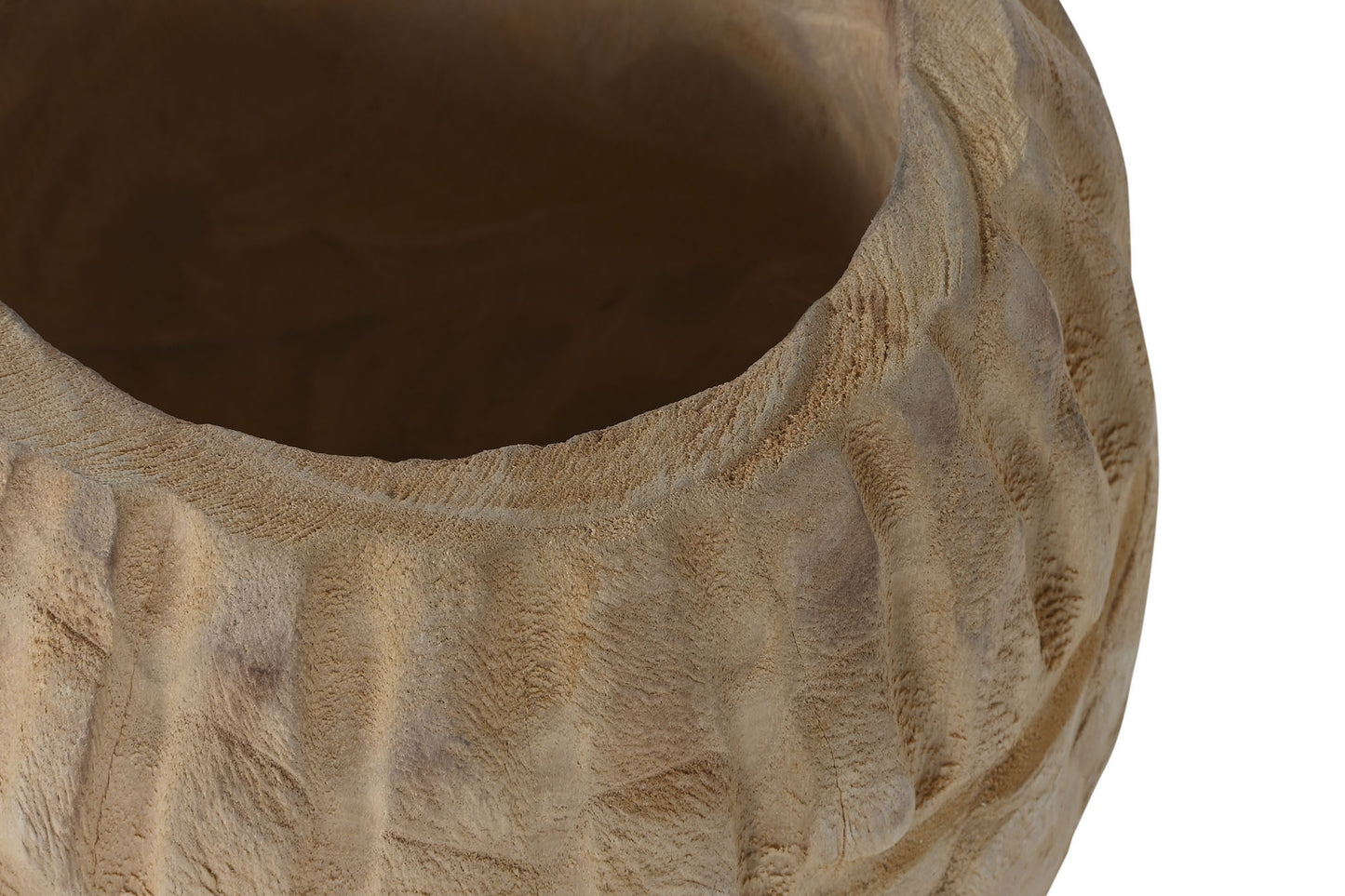 Jarron madera paulownia 28*28*22cm tallado natural