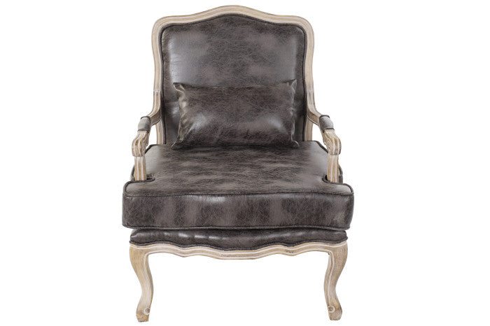 Sillón PU Rubberwood Desgastado Marrón 70x66x94 cm