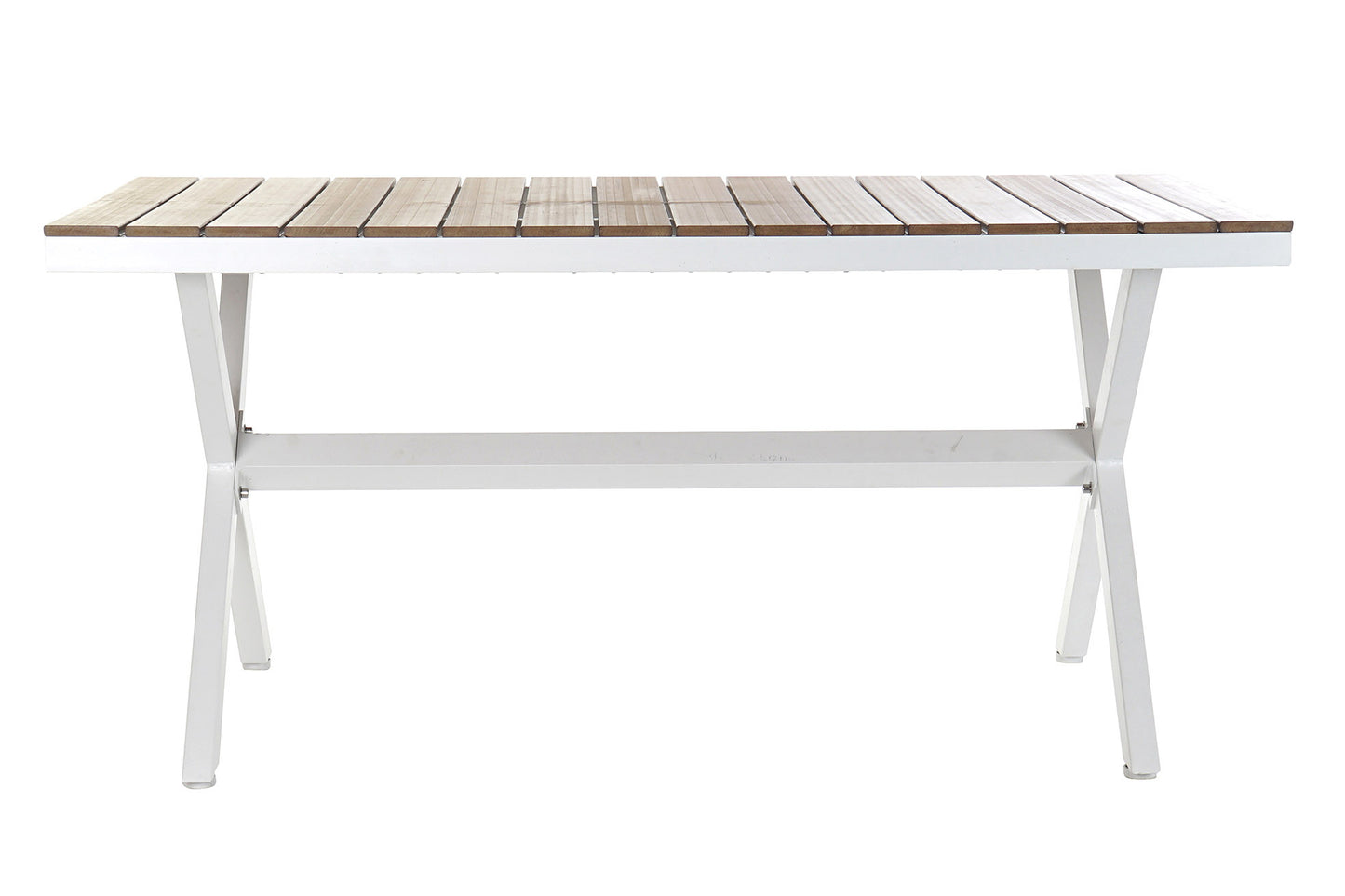 Mesa aluminio resina 160*90*75cm simil madera blanco