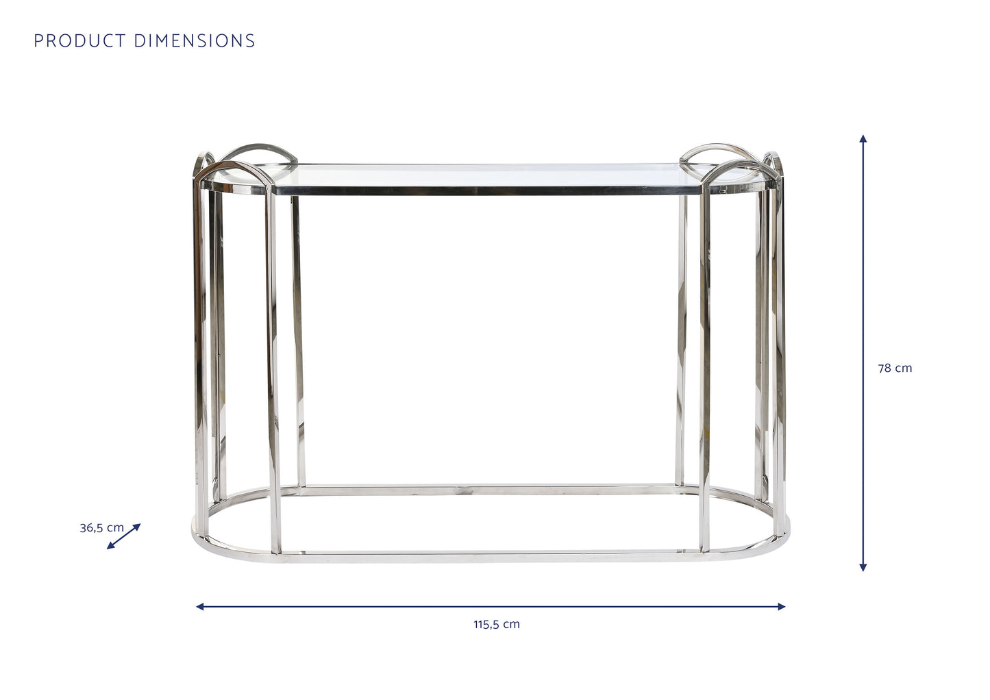 Consola metal cristal 115.5*36.5*78cm plateado