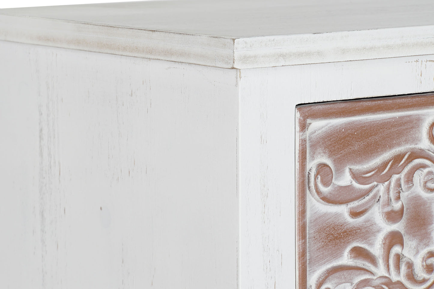 Comoda mdf 80*40*86cm envejecido blanco