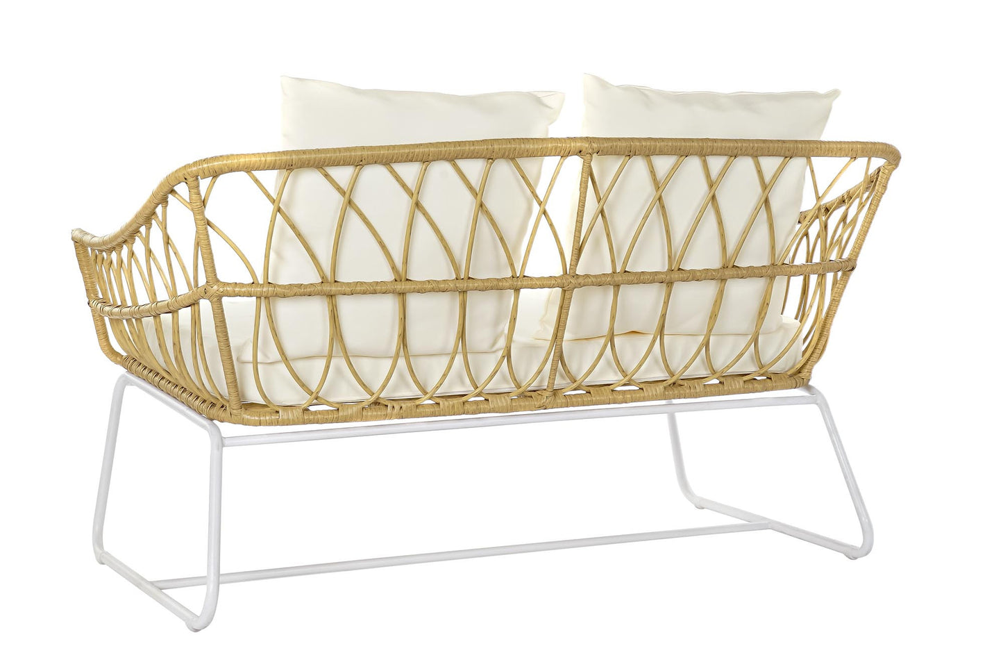 Sofa ratan sintetico metal 132*58*80cm c/cojines