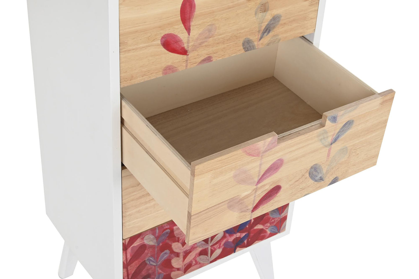 Cajonera rubberwood paulownia 40*30*78cm 4 cajones