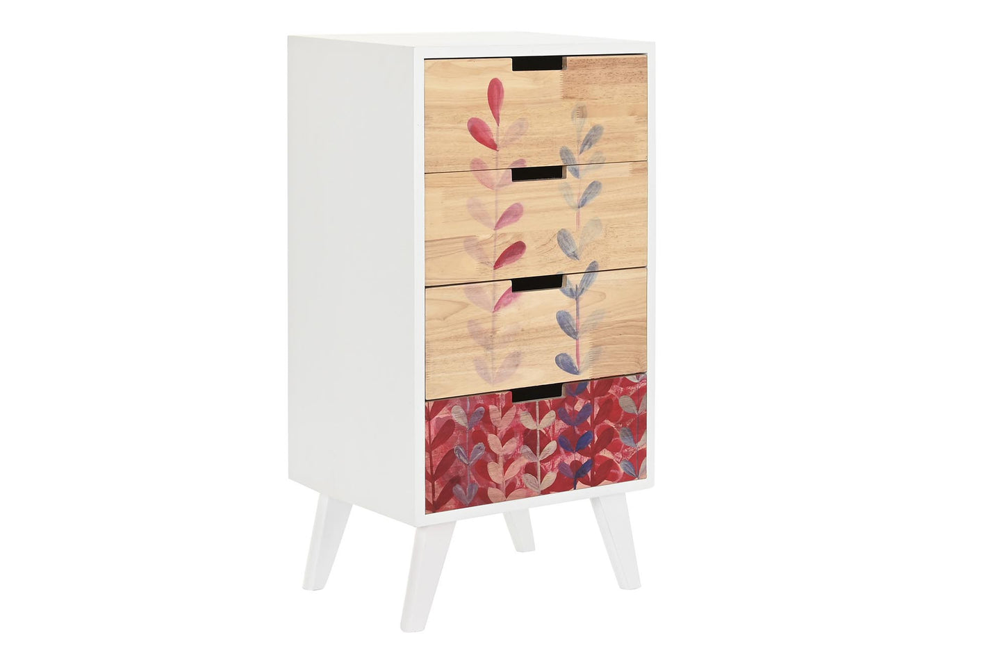 Cajonera rubberwood paulownia 40*30*78cm 4 cajones