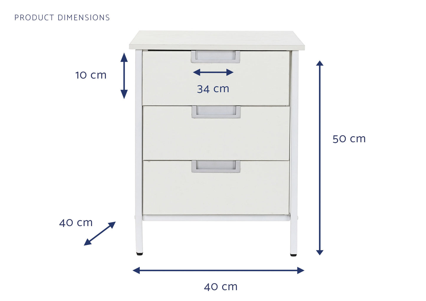 Cajonera metal mdf 40*40*50cm blanco