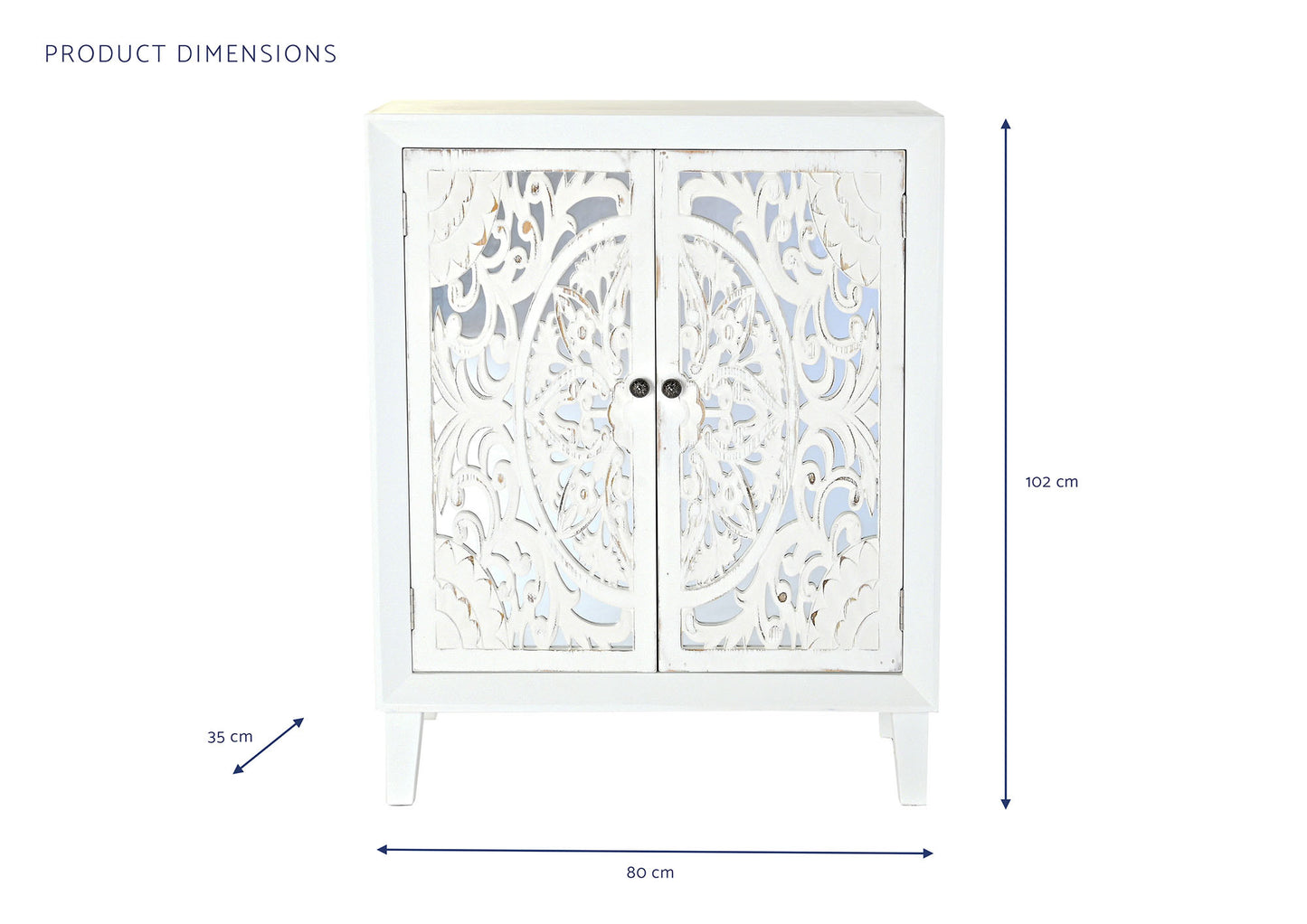 Aparador abeto mdf 80*35*102cm blanco