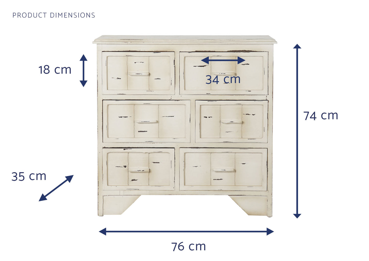 Cajonera mdf 76*35*74cm blanco