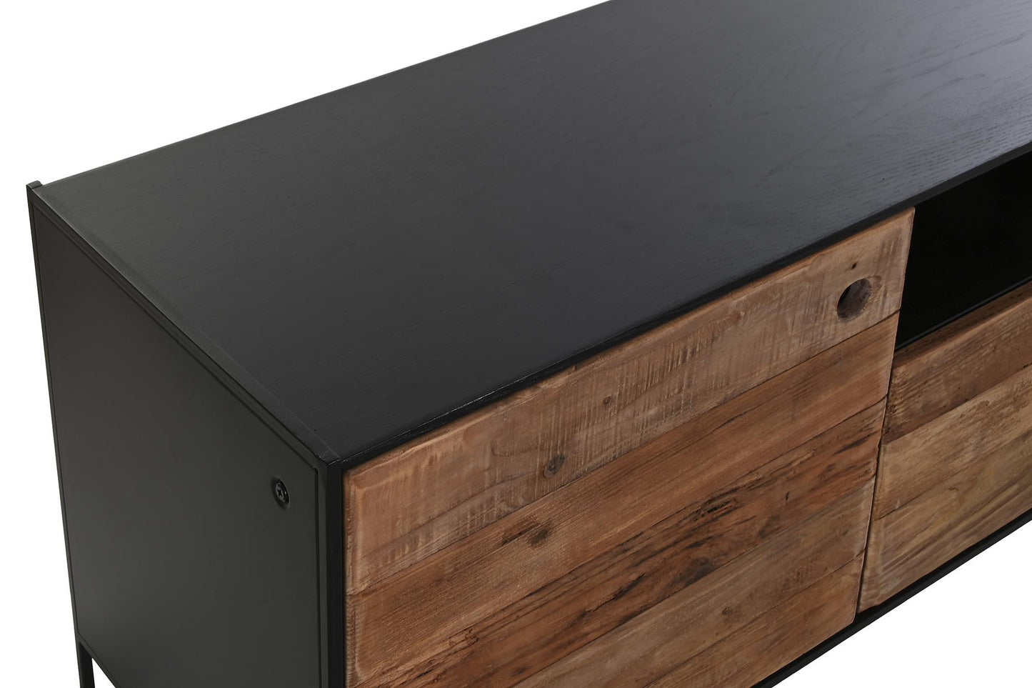 Mueble TV madera reciclada pino 144.5*40*51cm negro