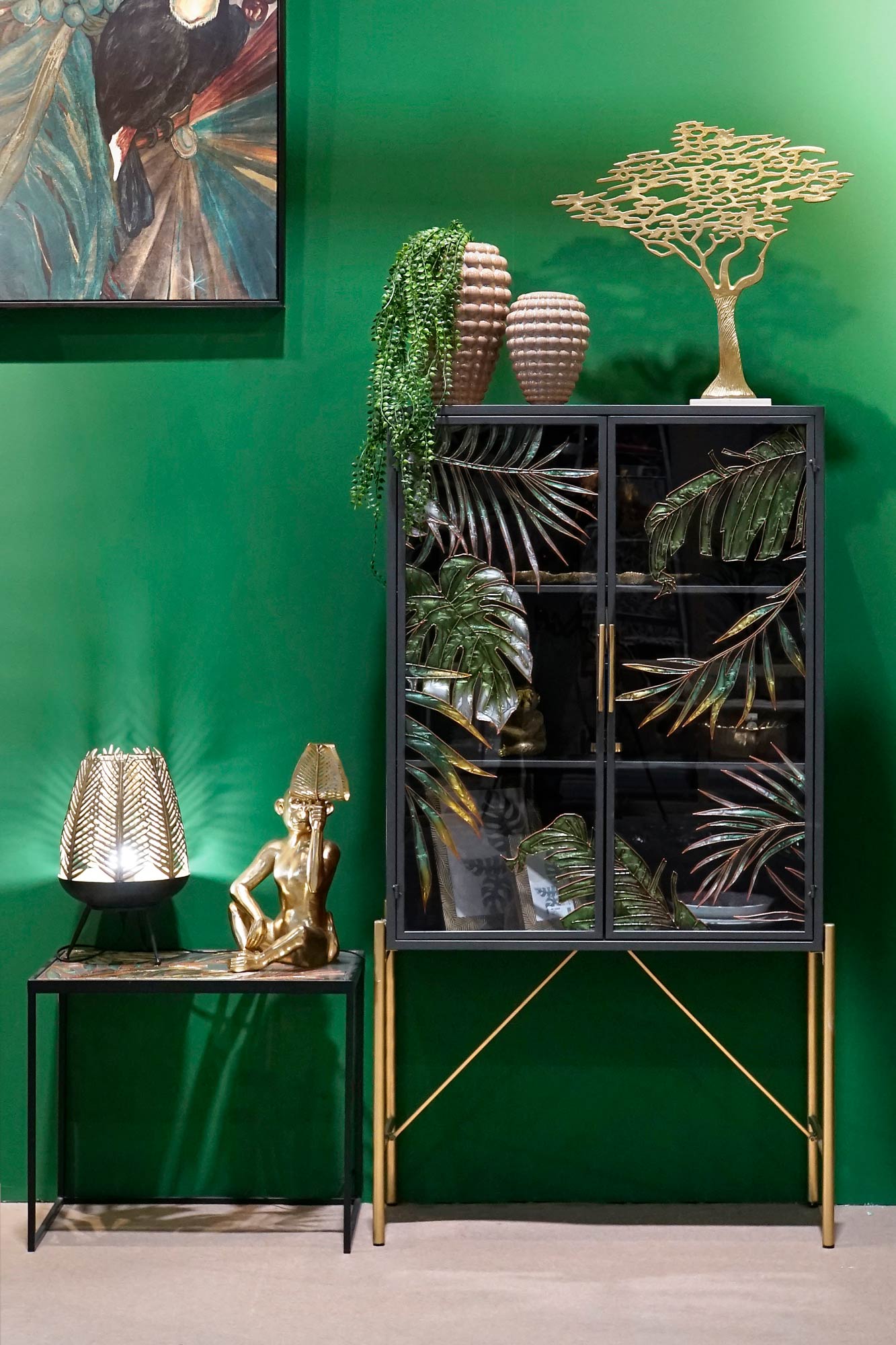 Aparador metal cristal 85*35*155cm hojas