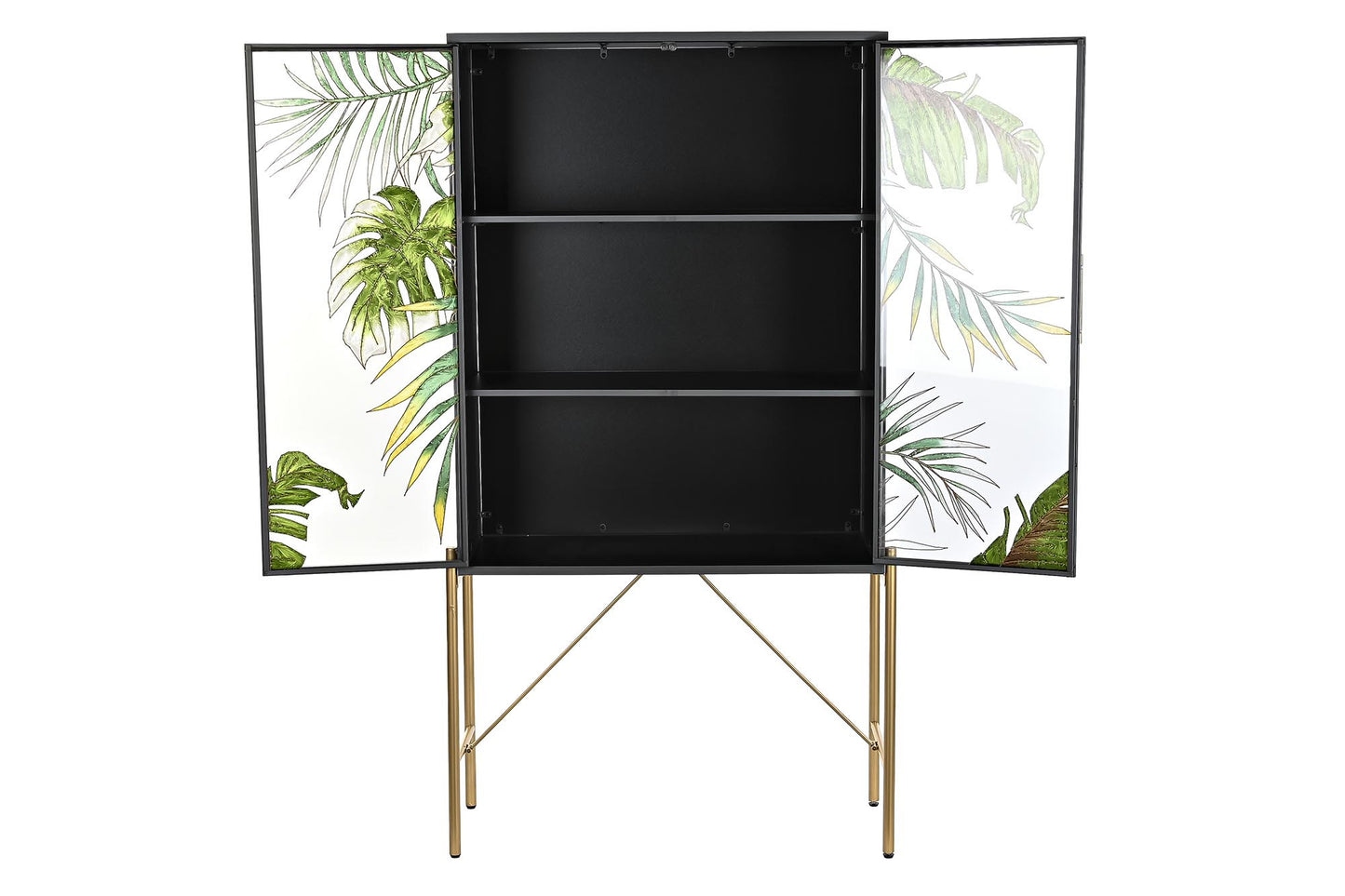 Aparador metal cristal 85*35*155cm hojas