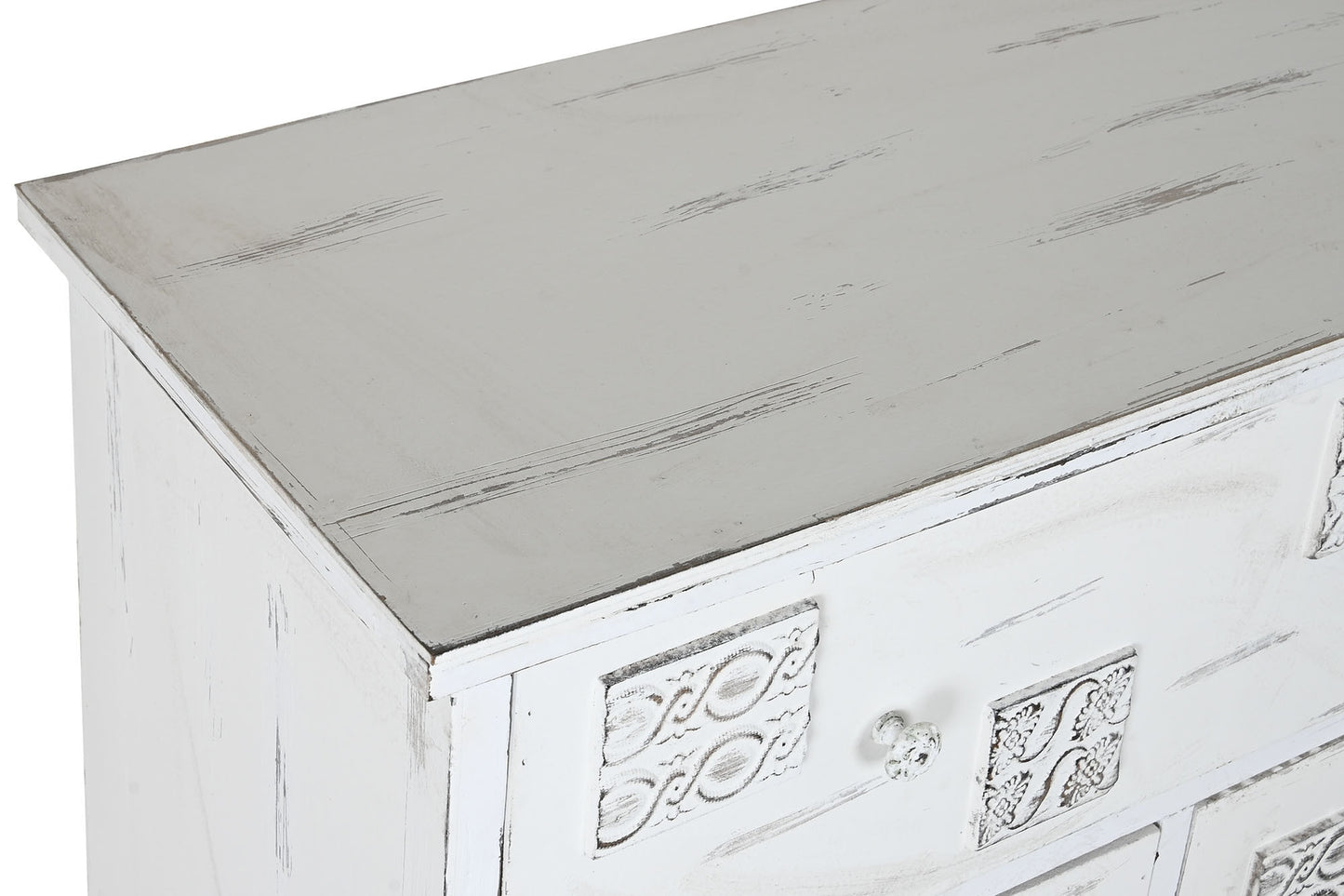 Cajonera madera 78*38*102cm desgastado blanco
