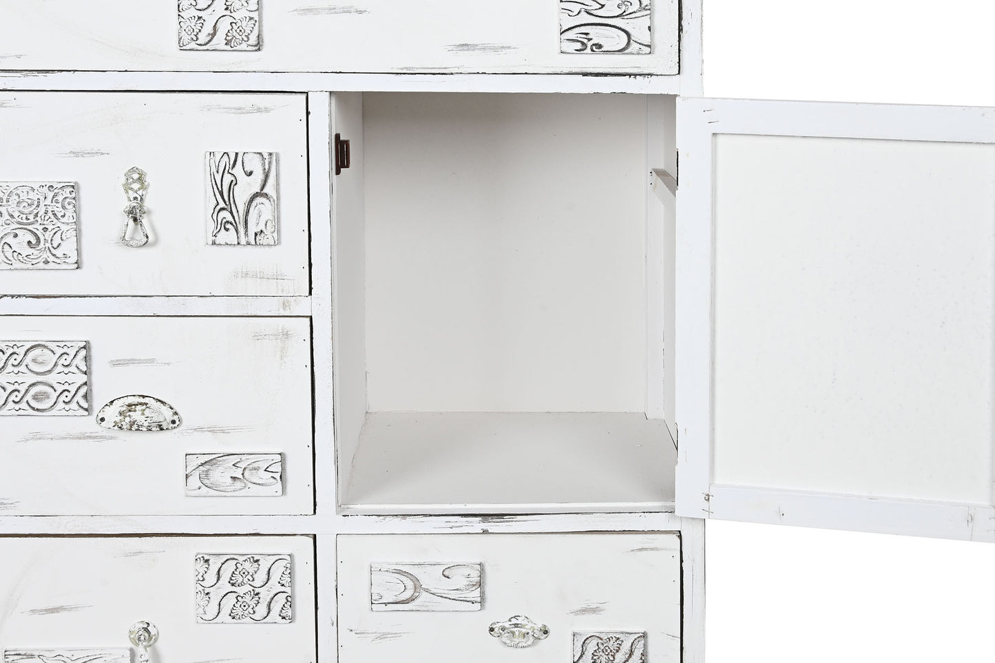 Cajonera madera 78*38*102cm desgastado blanco