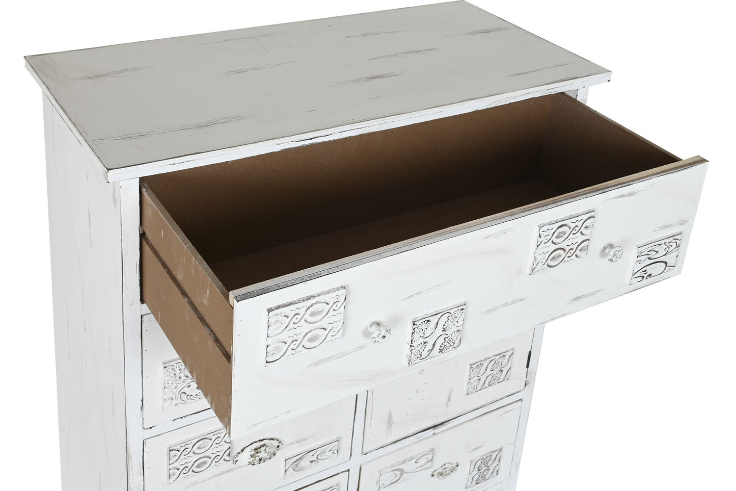 Cajonera madera 78*38*102cm desgastado blanco
