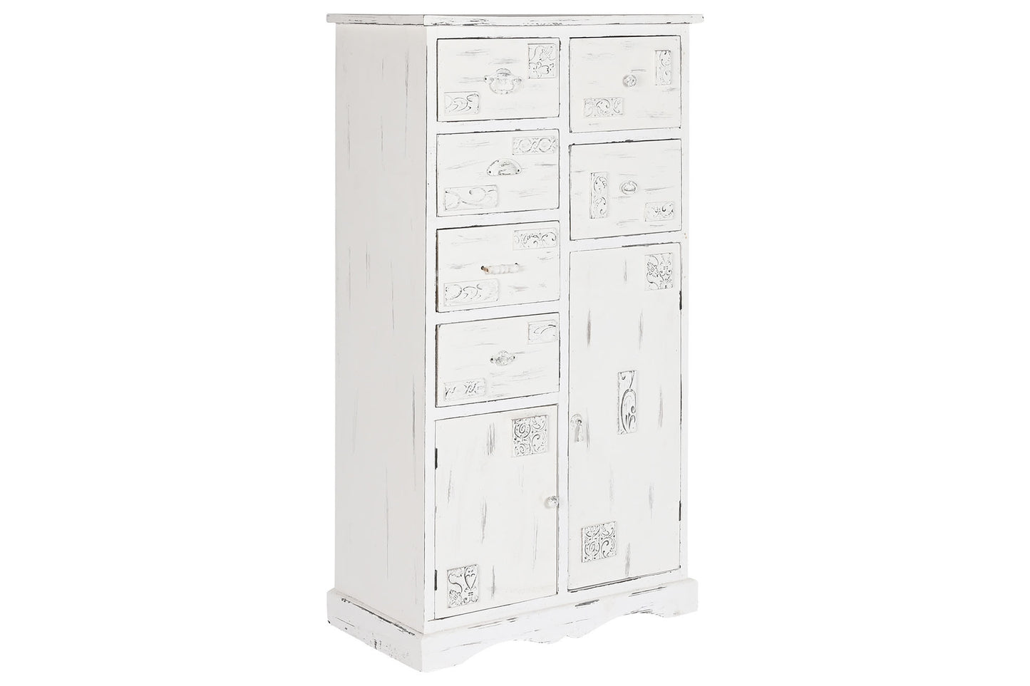 Cajonera madera 69*38*130cm desgastado blanco