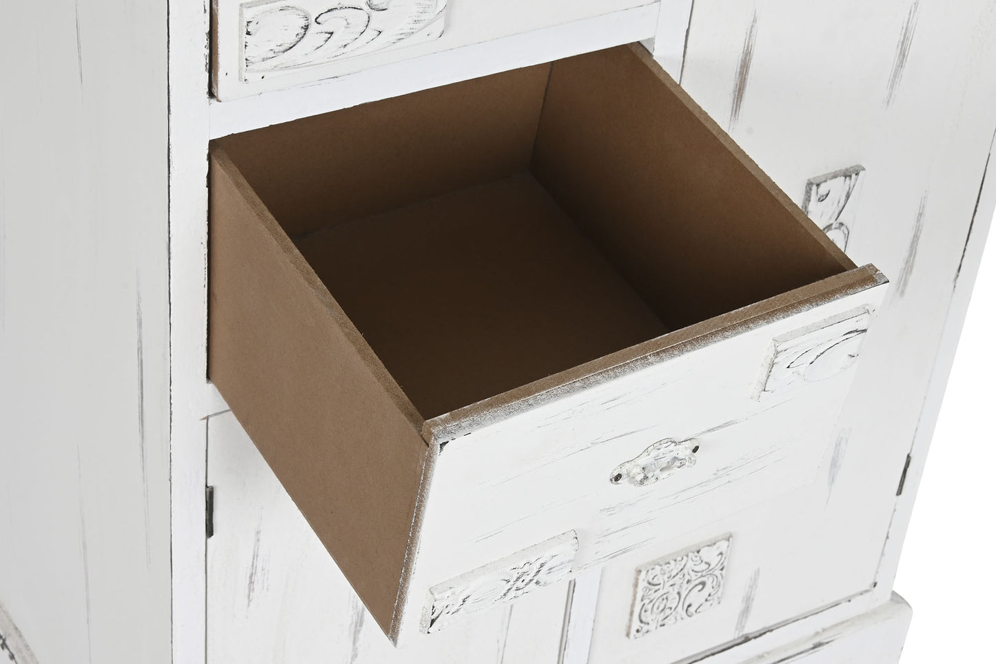 Cajonera madera 69*38*130cm desgastado blanco
