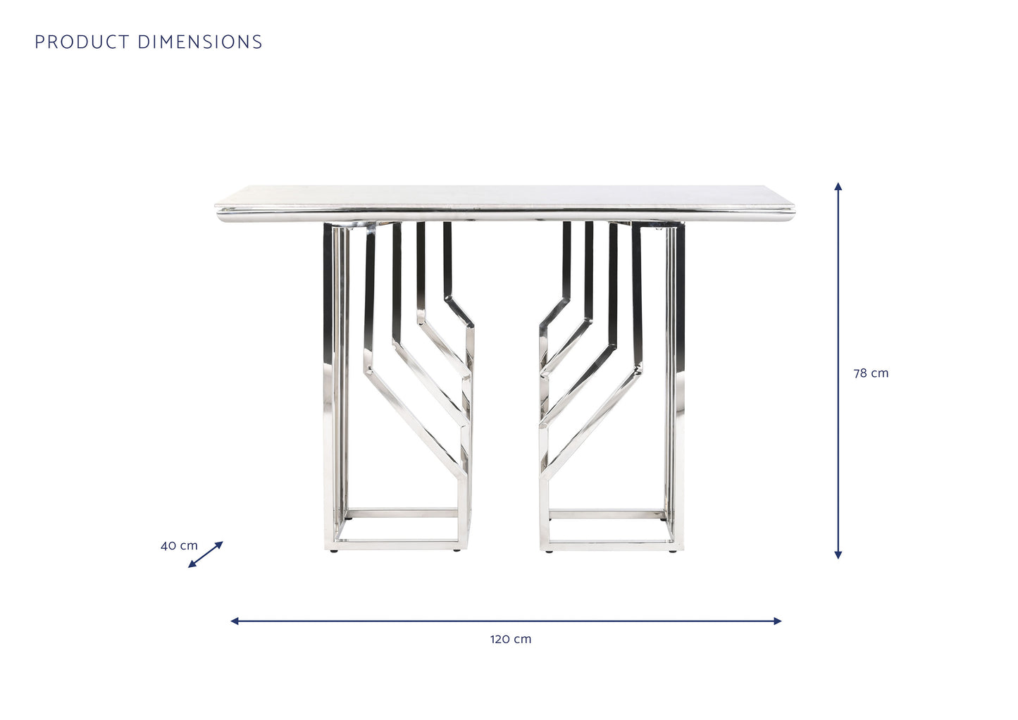 Consola acero cristal 120*40*78cm simil marmol
