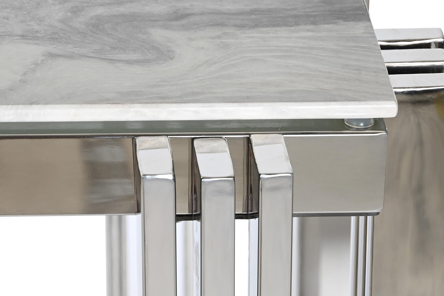 Consola acero cristal 120*45*78cm simil marmol