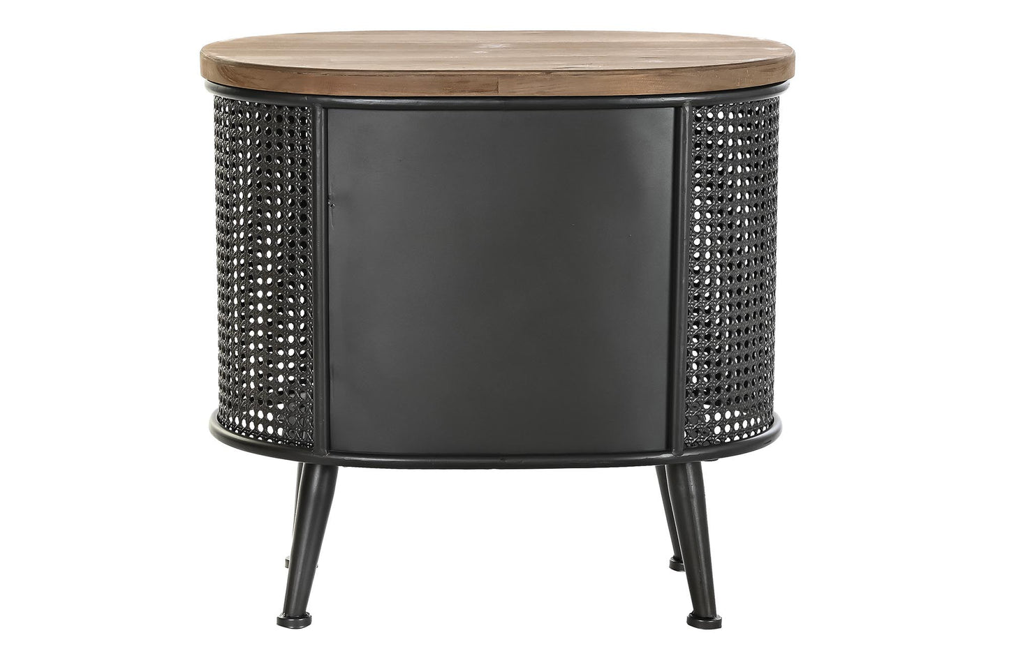 Mesita de noche abeto metal 53*35*51cm negro