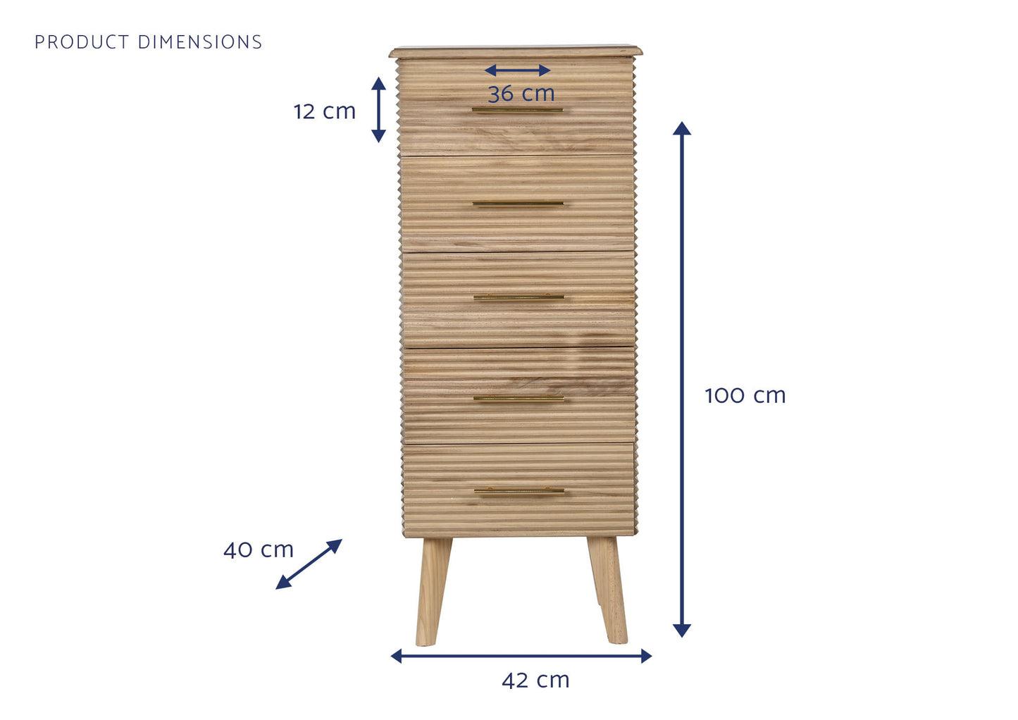 Chifonier paulownia mdf 42*40*100cm marron claro