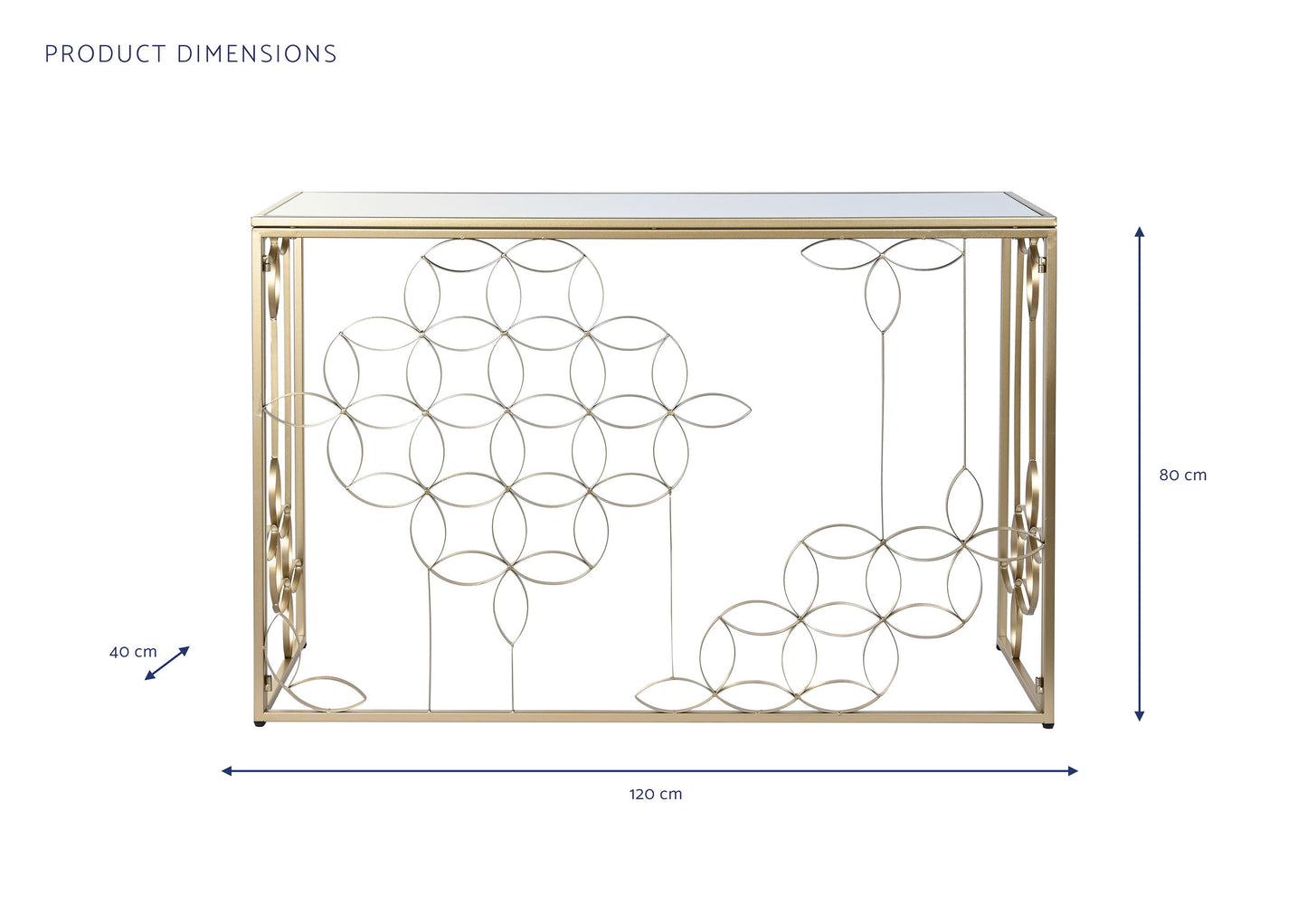 Consola metal espejo 120*40*80cm dorado