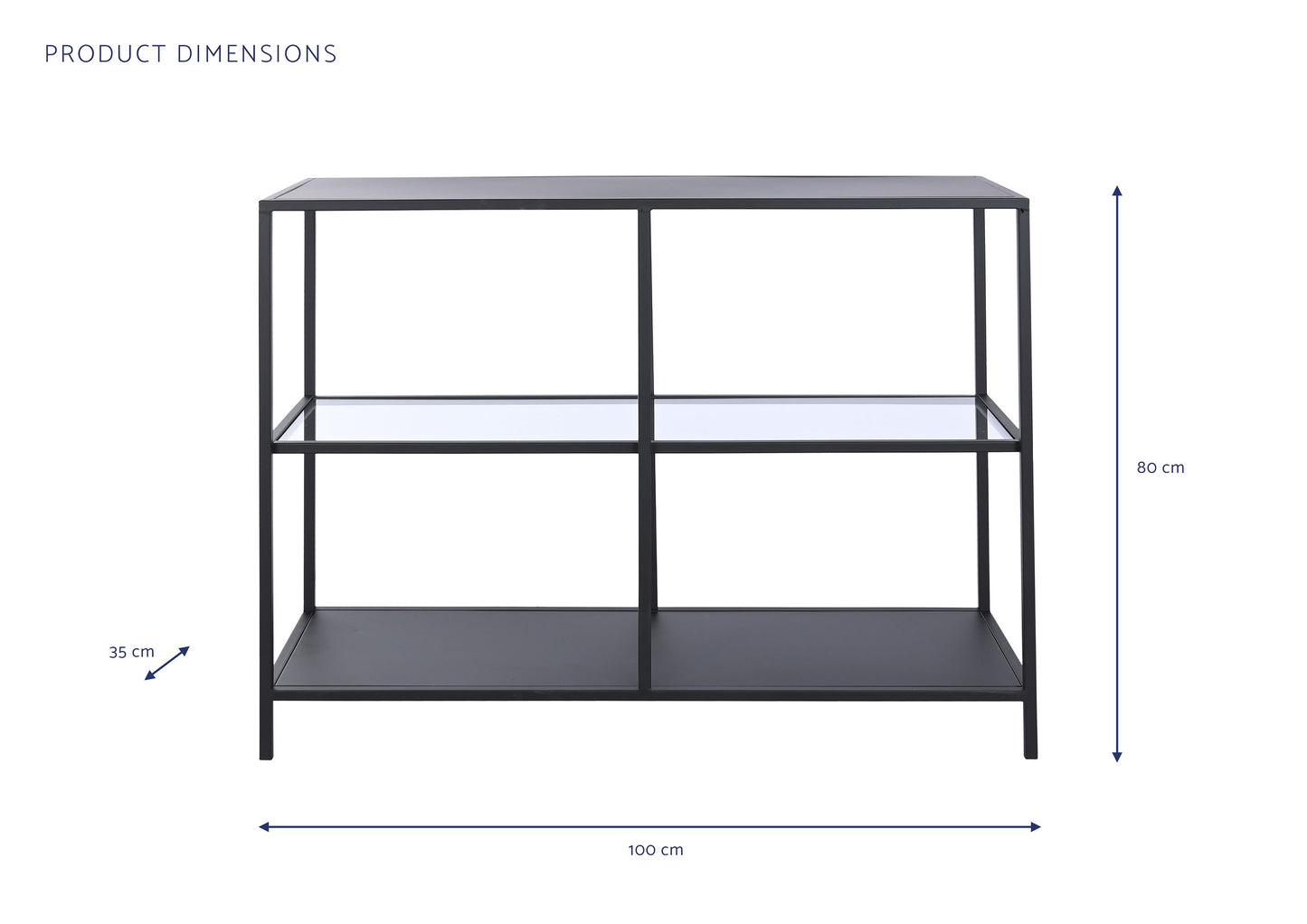 Consola metal cristal 100*35*80cm negro