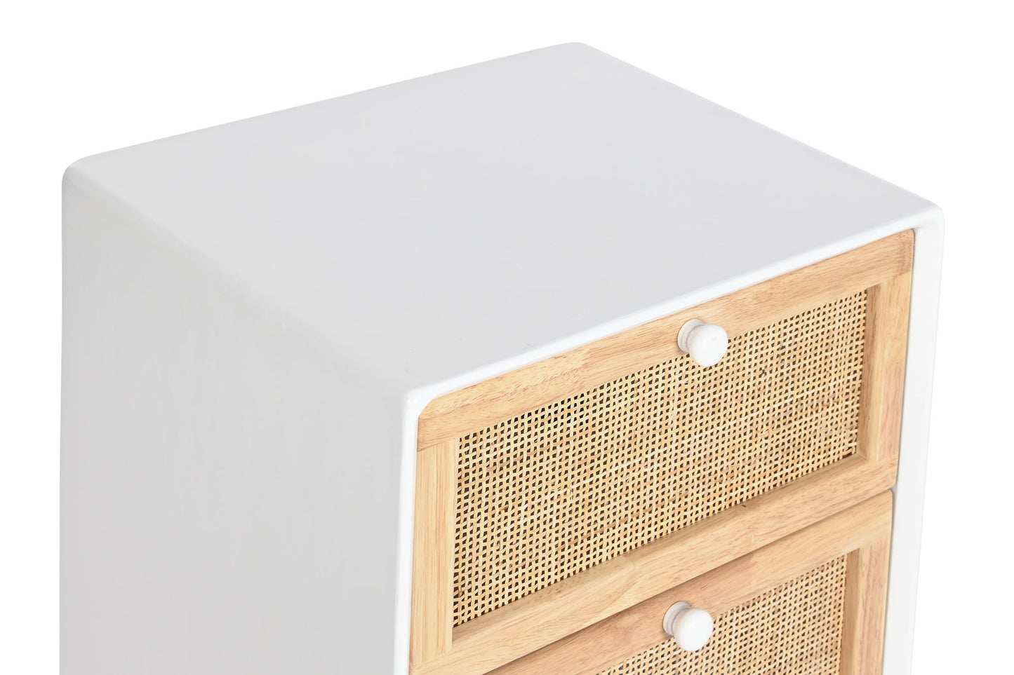 Cajonera paulownia ratan 40*30*72cm blanco