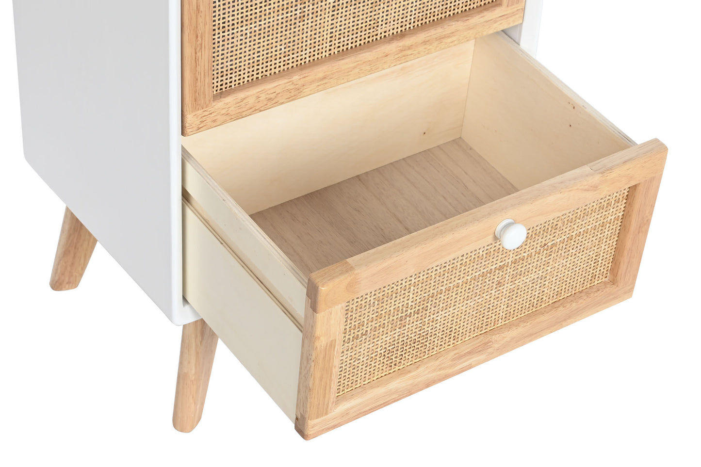 Cajonera paulownia ratan 40*30*72cm blanco