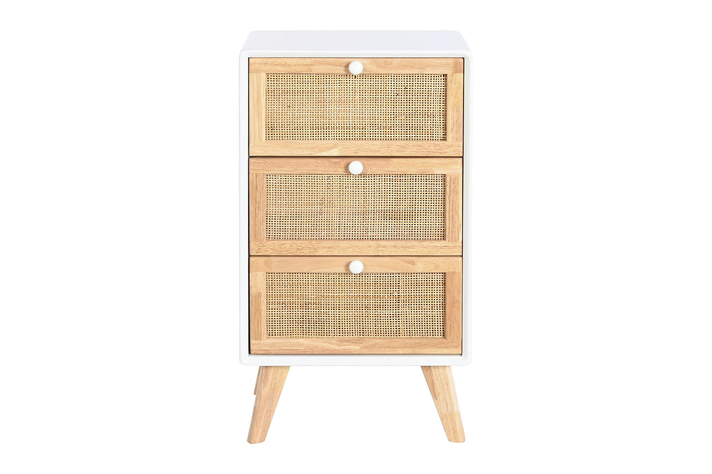 Cajonera paulownia ratan 40*30*72cm blanco