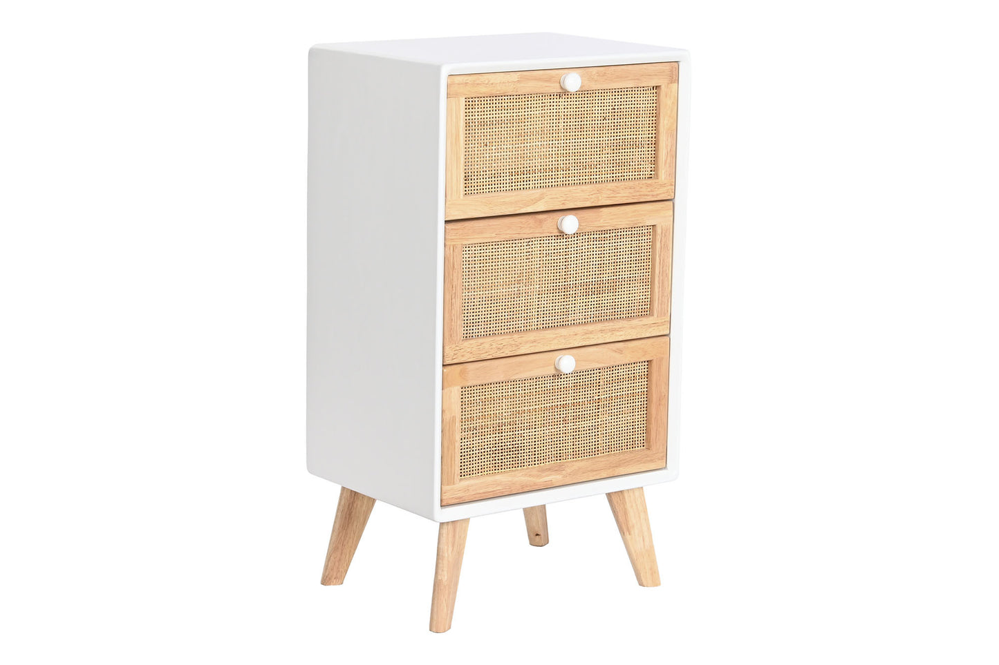 Cajonera paulownia ratan 40*30*72cm blanco