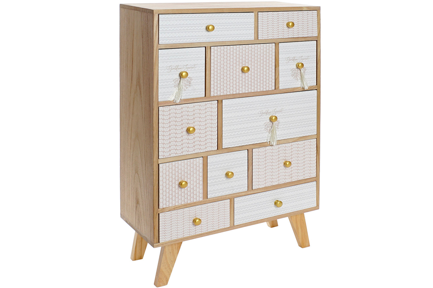 Cajonera paulownia 60*26*94cm 12 cajones natural