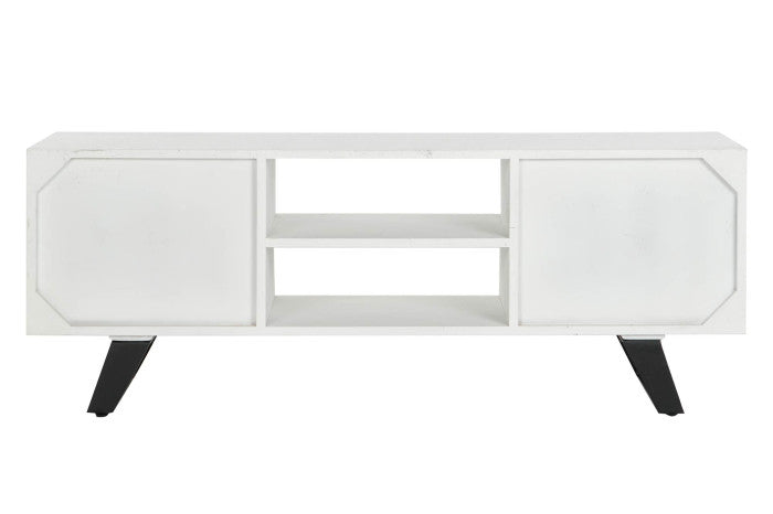 Mueble TV de Madera de Mango y Metal 135 × 35 × 51 cm – Blanco