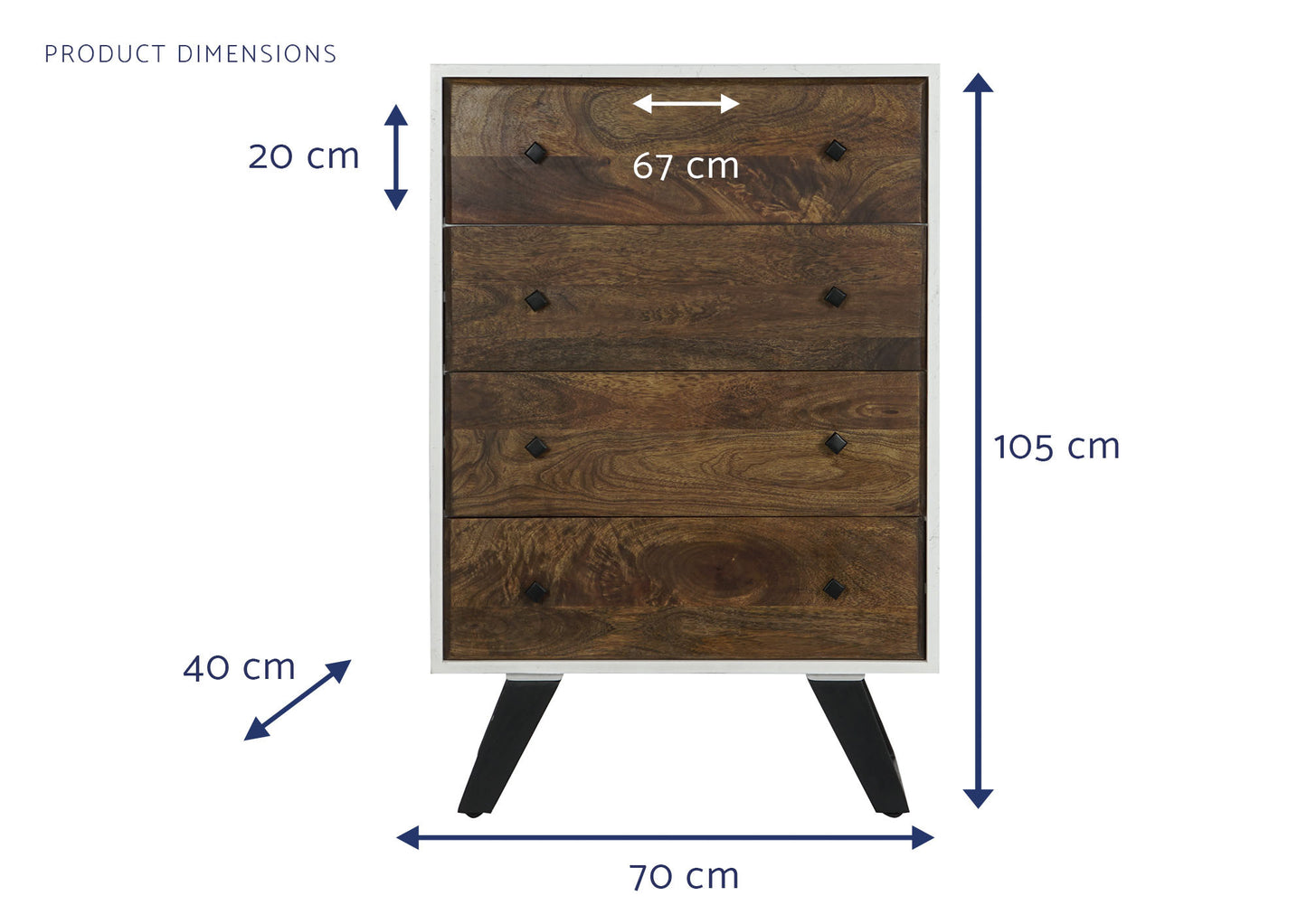 Cajonera mango metal 70*40*105cm blanco