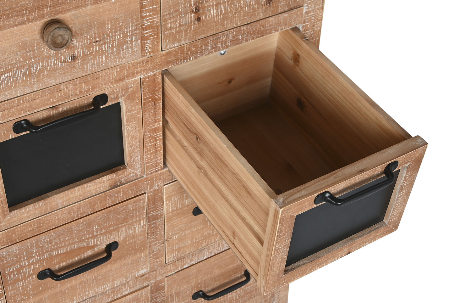 Cajonera abeto metal 110*40*92.5cm 16 caj natural