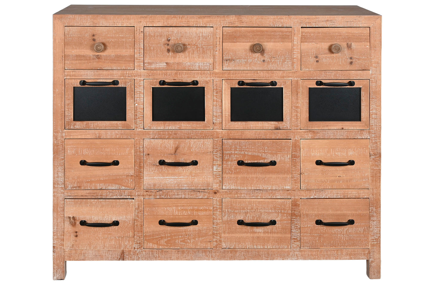 Cajonera abeto metal 110*40*92.5cm 16 caj natural