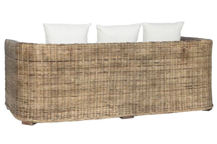 Sofá ratán 174x88x69 cm con cojines algodón natural