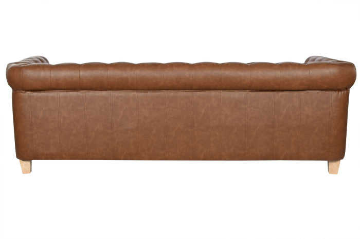 Sofá de Poliéster y Madera 3 Plazas Marrón 218 × 78 × 70 cm